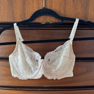 Adore Me Lace Bra in Cream and Pink